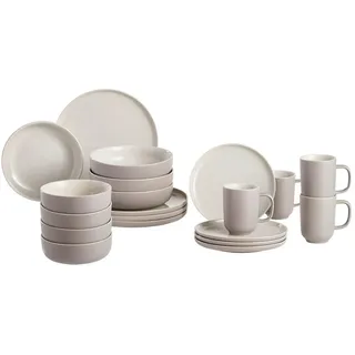 Ritzenhoff Breker Kombiservice , Taupe , Keramik , 20-teilig , Uni , 285 ml,500 ml , Lfgb , Geschirr, Geschirrsets, Kombiservice