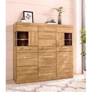 Home Affaire Highboard »Ribe«, Breite 125 cm mit 2 Glastüren braun