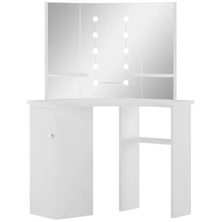 vidaXL Eck-Schminktisch mit LED-Beleuchtung Weiß