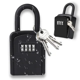 ROEOWENE Schlüsseltresor mit Bügel Wasserdicht Schlüsseltresor mit Zahlencode Schlüsselsafe Aussen mit Code 4 Stellig Robust Schlüsselkasten Klein Schlüsselbox für Haus,Zuhause,Garage,Key Safe Box
