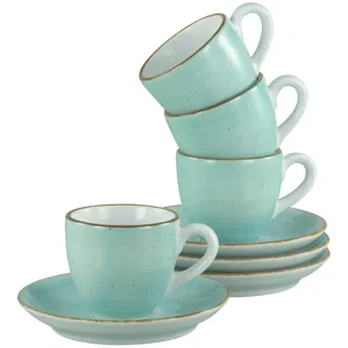 CreaTable Vintage Nature Aqua Espressoset 8-tlg. handbemalt