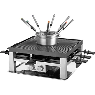 Solis 977.21 Combi-Grill 3-in-1 Raclette-, Tischgrill- und Fondue-Set - Silber