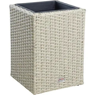 Polyrattan Blumenkübel Pflanzkübel 40 cm Rattan Blumentopf Übertopf Topf Beige - Beige