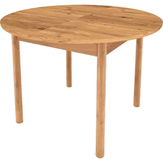 Esstisch rund, ausziehbar 120/160 cm, Eiche massiv geölt, PORI-165 - Braun