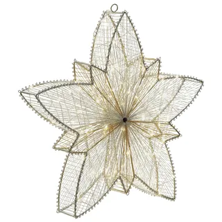 BELIANI Outdoor LED Weihnachtsbeleuchtung Silber Metall 50 cm Sternform mit Stromanschluss zum Aufhängen für Innen und Außen Deko Adventsdekoration - Silber