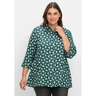 Sheego Longbluse »Bedruckte Bluse in schwingender A-Linie«, in schwingender A-Linie, grün