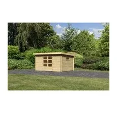 KARIBU Gartenhaus »Jeebel 6«, Holz, BxHxT: 387 x 217 x 297 cm (Außenmaße inkl. Dachüberstand) - beige
