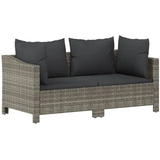 vidaXL 2-teiliges Garten-Lounge-Set mit Kissen Grau Poly Rattan - Grau