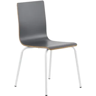 Stationärer Konferenzstuhl WERDI B, Rückenlehne und Sitzfläche aus laminiertem Sperrholz, pulverbeschichtetes Metallgestell, Grau/Weiß - Weiß