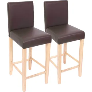 2er-Set Barhocker Barstuhl M37 Leder braun, helle Füße - Braun