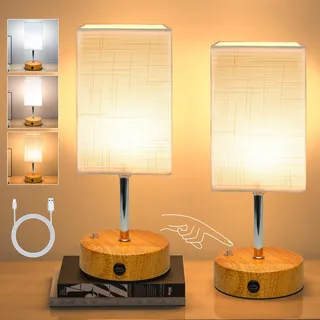 TRUMPETS Kabellos Akku-Nachttischlampe Touch-Dimmbar 3 Farbtemperaturen Stufenloses Dimmen, nachtlicht USB-C 6000mAh Wohnzimmer, Schlafzimmer (ohne Adapter),2