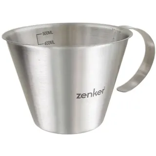 Zenker Messbecher 500 ml aus Edelstahl – Robuster Messbecher mit Skala, Ausgießer und Griff – spülmaschinengeeignetes Backzubehör zum Abmessen von Flüssigkeiten wie Wasser, Öl oder Milch