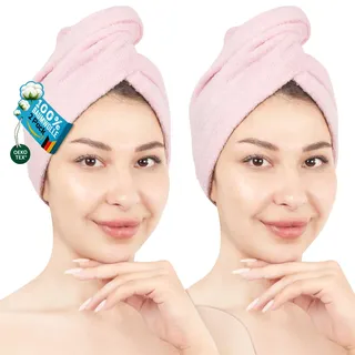 hammetex Turban-Handtuch 25 x 64 cm rosa