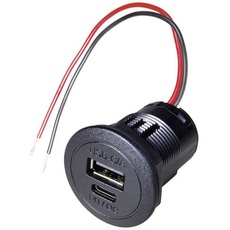 Bild von Power USB-C®/A Doppelsteckdose PD/QC ohne LED Belastbarkeit Strom max.=2.2A 12 - 24 V/DC