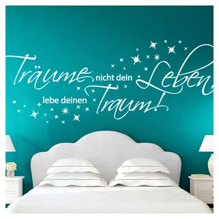 Wandora Wandtattoo Zitat Träume nicht dein Leben I weiß (BxH) 150 x 58 cm I Wohnzimmer Schlafzimmer Sticker Aufkleber Wandaufkleber Wandsticker G026