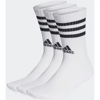 adidas Unisex Kinder 3-Stripes Cushioned Crew Socks 3 Pairs, White/Black, 2-3 Years
