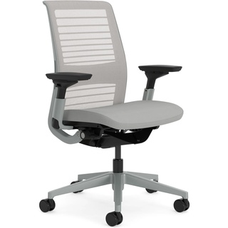 Steelcase Think Glow Up Ergonomischer Bürostuhl mit LiveBack Lumbalstütze, 4D-Armlehnen, nachhaltigem Design Möwengrau /Nickel