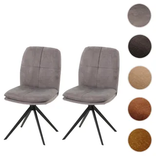 Mendler 2er-Set Esszimmerstuhl HWC-M68, Küchenstuhl Lehnstuhl, drehbar Auto-Position, Metall Stoff/Textil ~ grau