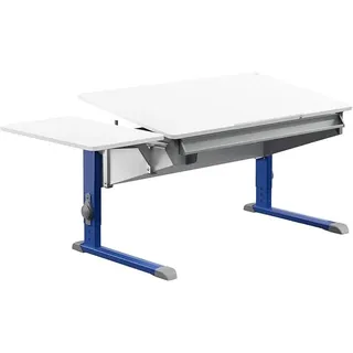 Bandit Kinderschreibtisch höhenverstellbar | mitwachsend, ergonomisch & neigbar für aufrechtes Sitzen | ideal für Schulkinder | Schreibtisch weiß (mit Side Top, Blau, 117,2cm x 70,5cm) - Blau