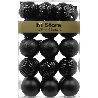 Busybee weihnachtskugeln 30 Stücke 6CM Ornamente für Weihnachtsbaum Schwarz halloween Christbaumkugeln Weihnachtsdekoration Kugeln