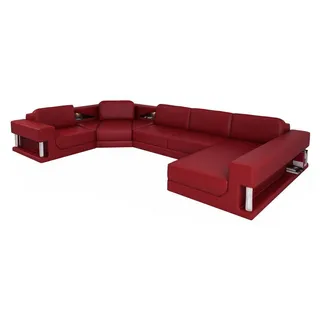U Form Sofa Couch Polster Sofa Wohnlandschaft Design Ecksofa Leder Polster Neu - Rot