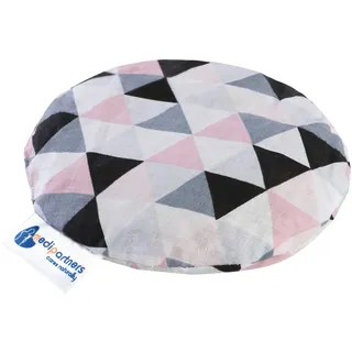 Medi Partners Kirschkernkissen Mikrowelle für Babys 180g rund 15cm Körnerkissen Wärmekissen 100% Baumwolle Öko Natur - Kirschkernkissen Wärme + Kältetherapie Massagetherapie (rosa Dreiecke)