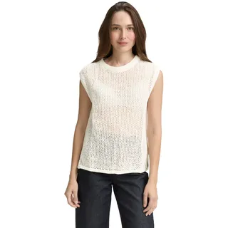 Pullunder TOM TAILOR, Damen, Gr. M, weiß (whisper weiß), Strick, Obermaterial: 70% Baumwolle, 30% Polyester, unifarben, regular fit taillenbedeckt, Rundhals, Pullover Pullunder, mit Strickmuster