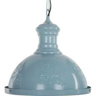 BELIANI Hängeleuchte Blau Metall Halbkugel Blumenmuster Retro Stil - Blau