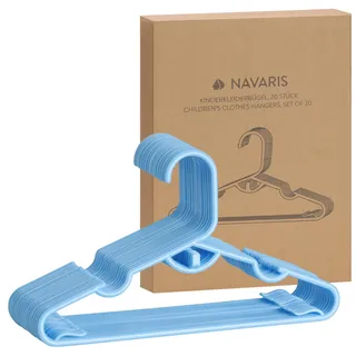 Navaris Kinderkleiderbügel 20er-Pack - robuste und langlebige Baby Kleiderbügel - Kinderbügel platzsparend für Baby- & Kleinkinderzimmer - Kunststoff Kleiderbügel Blau