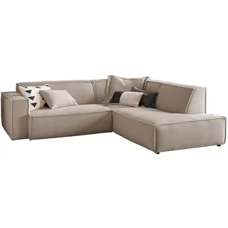 KAWOLA Eckcouch Cord 2-Sitzer Schwarz