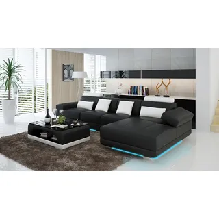 Ledersofa Couch Wohnlandschaft Ecksofa Eck Garnitur Design Modern Sofa mit USB