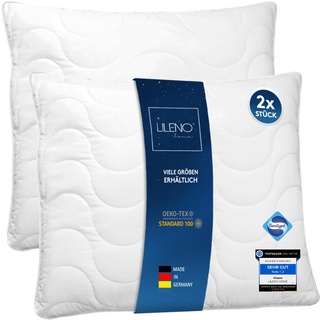 LILENO HOME Kopfkissen 80x80 [2er Set] - perfekt für Bettdecke 135x200 cm - Bettkissen, Kochfest bis 95°C u. antibakterieller Ausrüstung - Allergiker Kissen als Pillow