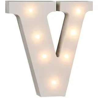 Out of the Blue 57/6095 - Holz Buchstabe "V" beleuchtet mit 7 LED Lichtern, batteriebetrieben, ca. 16 cm