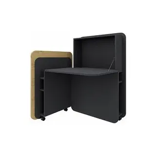 fm FLATup  Sekretär graphit/ wildeiche rechteckig, schwarz 107,0 x 41,5 - 91,0 cm