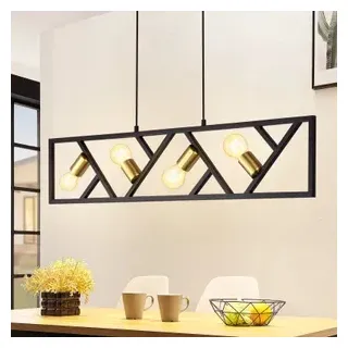 ZMH Pendelleuchte Esstisch Schwarz Vintage Industrial Hängeleuchte 4 Flammig E27 Pendellampe Metall für Esszimmer Wohnzimmer Schlafzimmer Küche - Schwarz