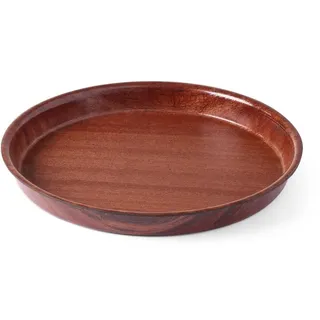 HENDI Serviertablett, AmberBox, rund, mit hohem Rand, Rutschfester Gummibeschichtung, Schock- und bruchfest, Gastro Tablett, Tablett, ø320x(H) 35mm, Holzoptik