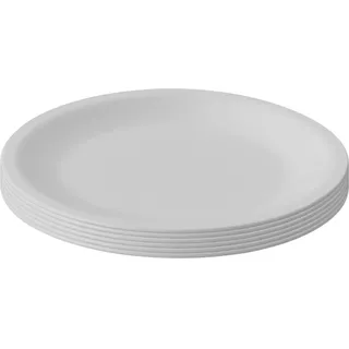 Engelland - 6er Set Kunststoff-Teller, Hellgrau, Ø 23,5 cm, flach, bruchfest, wiederverwendbar, Mehrweg, Plastikteller, mikrowellen- & spülmaschinenfest, BPA-frei, Camping, Picknick, Party