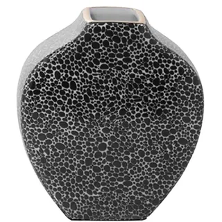 Fink Tischvase »MINTA, Höhe ca. 17,5 cm, Dekovase aus Porzellan, mit goldfarbenem Rand« eckige schmale Öffnung, für einzelne Blumenstiele, schwarz-weiß