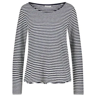 Marc O'Polo Damen B41243952493 Longsleeve Aus Bio-Baumwolle, Langarmshirt Mit Rundhalsausschnitt, Softes Damenshirt Lässigem Look, Blau, XL EU