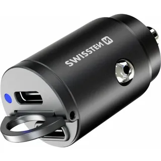 Swissten 20111900 Ladegerät für mobile Geräte Universal Schwarz Zigarettenanzünder Schnellladung Auto - Schwarz