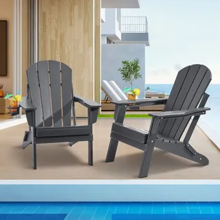 Vevor Adirondack-Stuhl Gartensessel 75,5 x 91,5 x 91,5 cm grau 2 St.