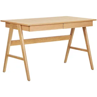 Beliani Schreibtisch heller Holzfarbton 120/70/75 cm Sheslay , Hellgrau , Holzwerkstoff , 120x75x70 cm , Büromöbel, Schreibtische, Schreibtische