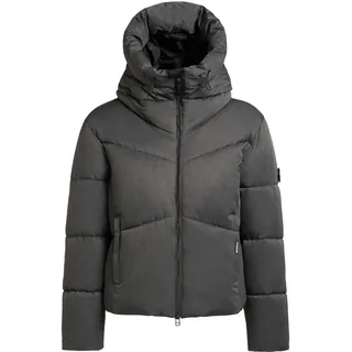 khujo Winterjacke "Winterjacke Milly" mit Kapuze Warm gefütterte Steppjacke mit Kapuze, schwarz melange grau