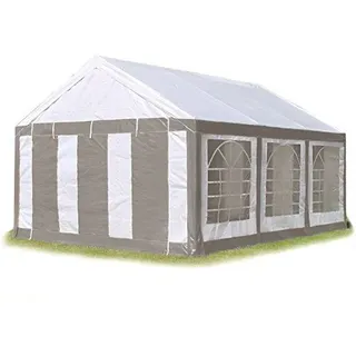 TOOLPORT Partyzelte 6 x 3 m inkl. 8 Seitenteile Grau/Weiß