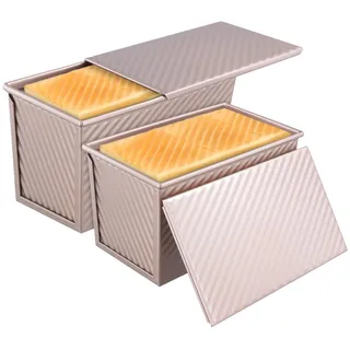 SYUTBOU 2 Stück Brotbackform mit Deckel Set, 19x9,5x8cm/21x12x11cm Klein Kastenform, Toastbrotform für Brot & Toast Backen