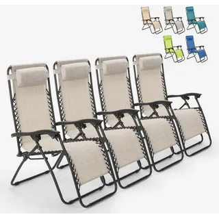 4er Set faltbare Liegestühle Strandliegen Sonnenliegen für Garten und Strand Emily Zero Gravity - Grau - Grau
