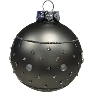 Christbaumkugel Lafiora Glas Ø 8 cm grau Glitzer