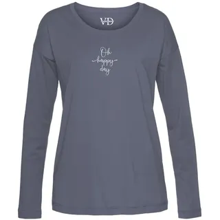 VIVANCE Dreams Pyjamaoberteil mit Sommer-Statementdruck, blau