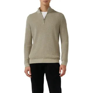 Strickpullover S.OLIVER, Herren, Gr. L, dk beige, Grobstrick, Obermaterial: 100% Baumwolle, unifarben, normal hüftbedeckend, Rundhals, Bündchen, Pullover Strickpullover, mit Zipper