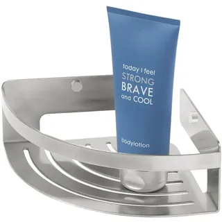 Tiger Caddy Duschkorb Eckversion klein, platzsparende Duschablage aus rostfreiem Edelstahl in der Oberfläche: gebürstet, Duschregal für kleine Bäder und Duschkabinen